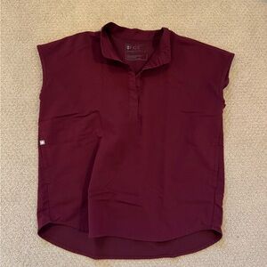Figs Maroon Blouse Scrub Top